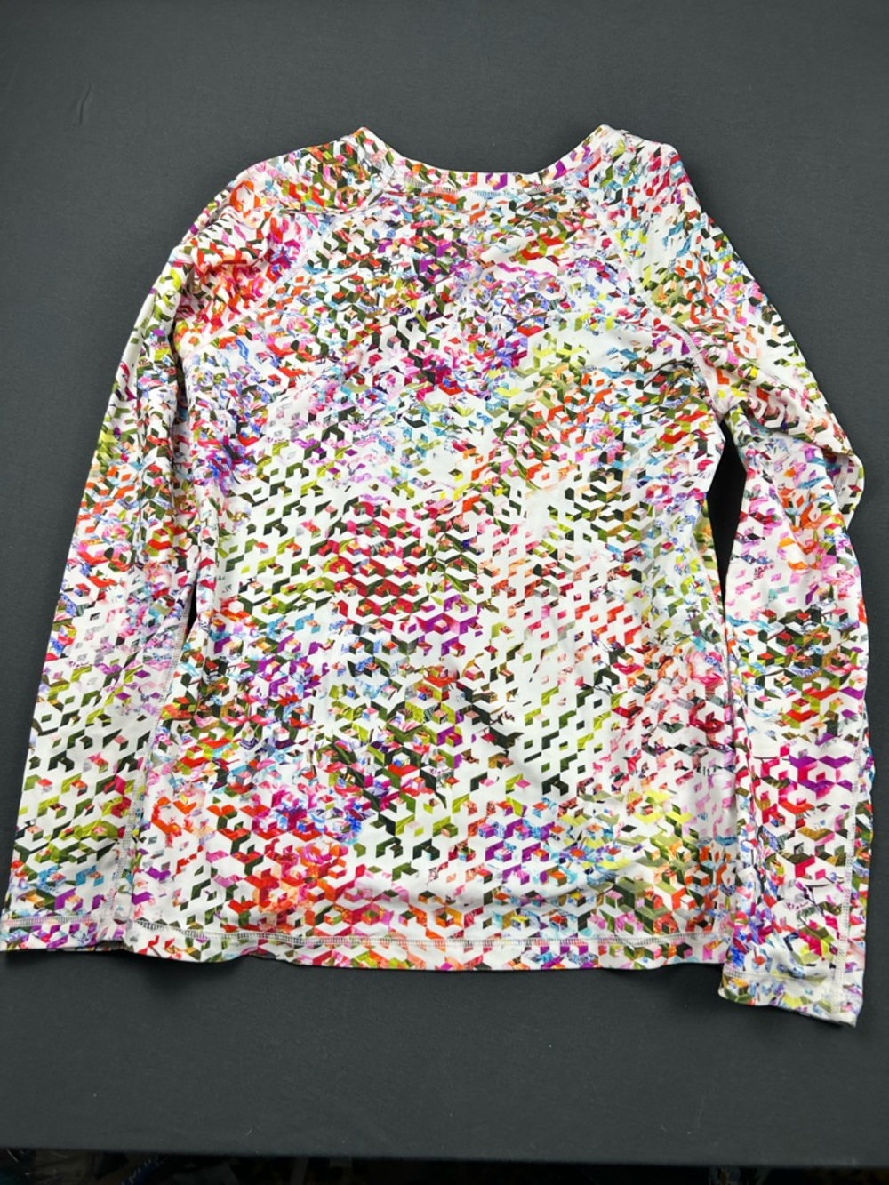 Athleta White Multicolor Geometric Print Long Sleeve Top (b0102) - Picture 8 of 9